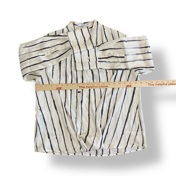 Mango NWOT Striped Wrap Blouse Womens Size 6 White Business‎ Preppy - Picture 4 of 10